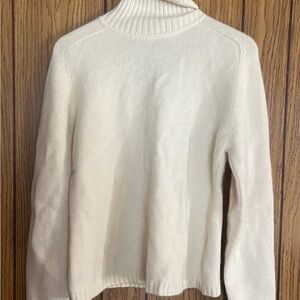 Lauren Ralph Lauren Women's Cream Turtleneck Sweater cashmere angora wool